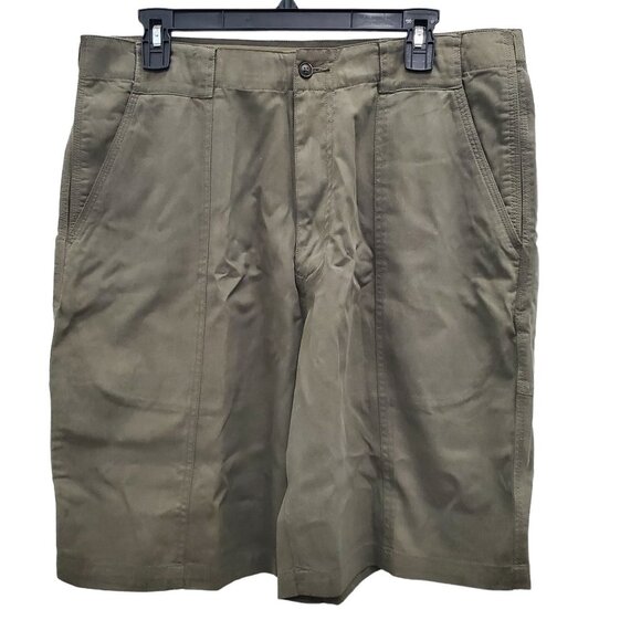 Tommy Bahama Relax Men's Olive Tencel Blend 10" Flat Front Casual Shorts Size 35 - Picture 1 of 5
